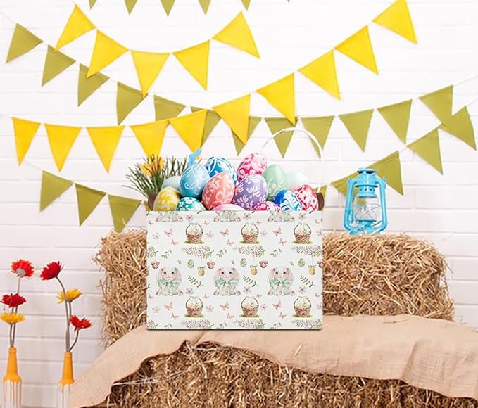 HKEC Rectangle Easter Bunny Basket Empty,Gift Basket, Room Decor,Waterproof Storage Bin, Books Box(Easter Bunny)