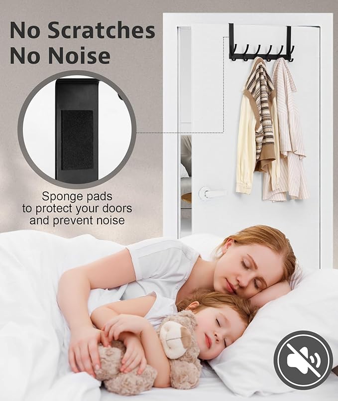 Optish Over The Door Hooks, Door Hanger Hooks for Hanging, Over The Door Towel Racks for Bathroom, Coat Rack Door Towel Hanger Towel Hooks (1Pack, Black)