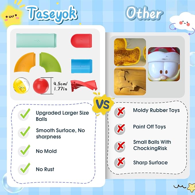 Toddler Bath Toys, Bathtub Toys Ball Slide Track, DIY Shower Toys with Suction Cups, Christmas Birthday Bath Fun Time Gifts Toys for Girls and Boys Age 2 3 4 5 6