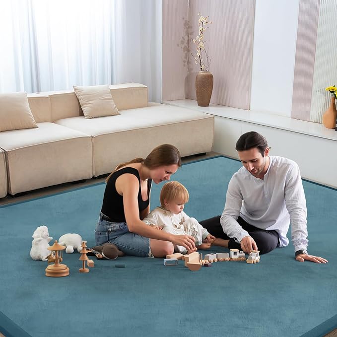 Baby Play Mat for Floor Tummy Time Mat Nursery Muscle Area Rug Playroom Rug Tatami 59"*71" Memory Foam 1.3" Thick Crawling For Babies,Toddlers, Infants, Kids,Floor(Green)
