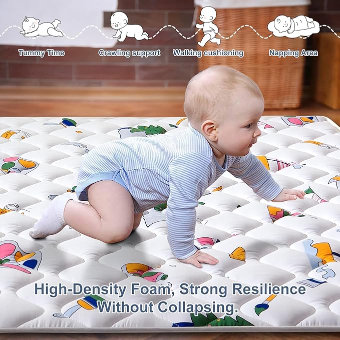 Baby Play Mat - 71" X 59",Premium Thicker Foam One-Piece Crawling Mat, Machine Washable, Extra Large Anti-Slip Activity Playmat for Babies, Toddlers & Infants