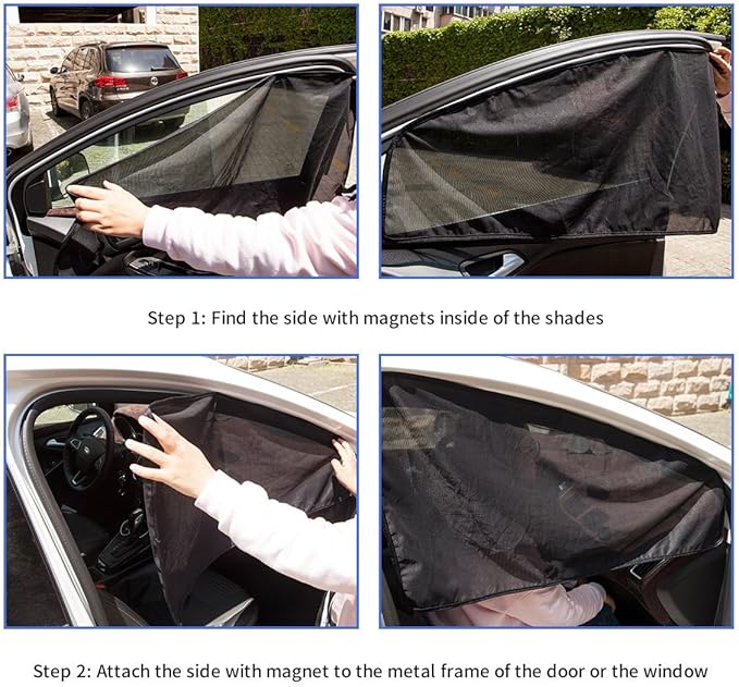 Aokway Car Side Window Sunshades, Driver Car Window Screen Mesh, Universal Fit for Camping and UV Protection (Black, Front Side 2pcs)