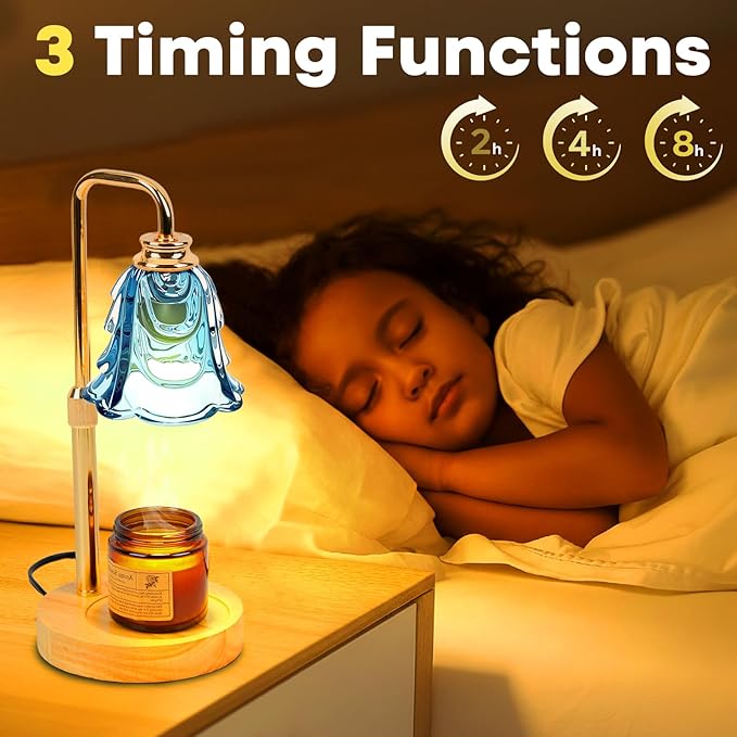 Candle Warmer Lamp with Timer and Dimmer, Electric Wax Warmers for Scented Candles with 5 Brightness Settings, Anti-Glare Lamp with Adjustable Height, Home Decor, Gift for Christmas, Birthday