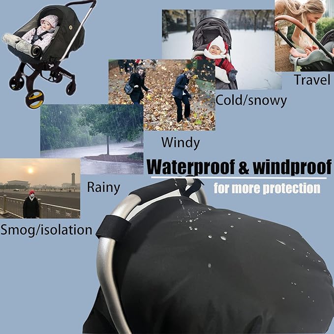 Car Seat Cover for Babies Winter - Baby Car Seat Covers Universal Cold Weather Shield,Warm and Cozy Carseat Covers Canopy Water Resistant for Baby Protection Car Seat Covers for Infant Car Seat