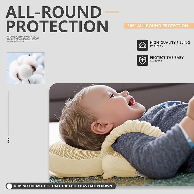 WKC Baby Head Protector Backpack with Knee Pads & Non-Slip Socks, Toddler Safety for Crawling & Walking (Style 16)