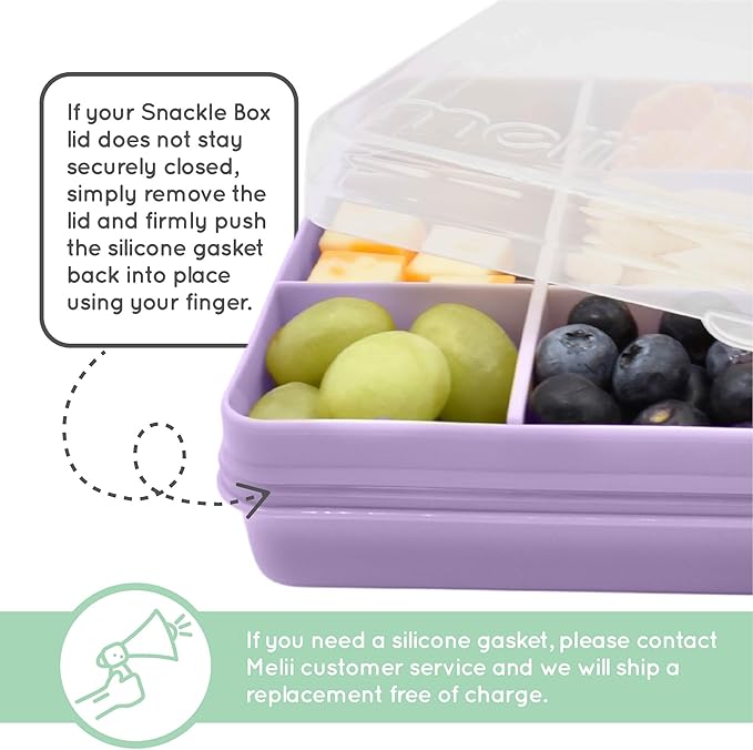 melii Snackle Box | 12-Compartment Divided Snack Container, BPA-Free Food Storage, Removable Dividers, Perfect for Kids Snacks, Arts & Crafts, Beads, and Kitchen Organization (Purple)