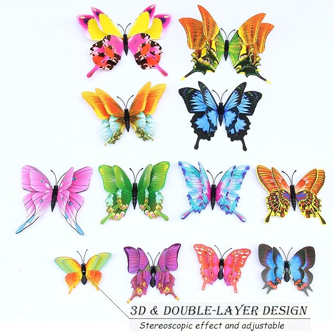 OPSEAM Butterfly Wall Decor 72 PCS, 3D Butterflies Stickers for Party Decorations with Magnets (Swallow, 72)