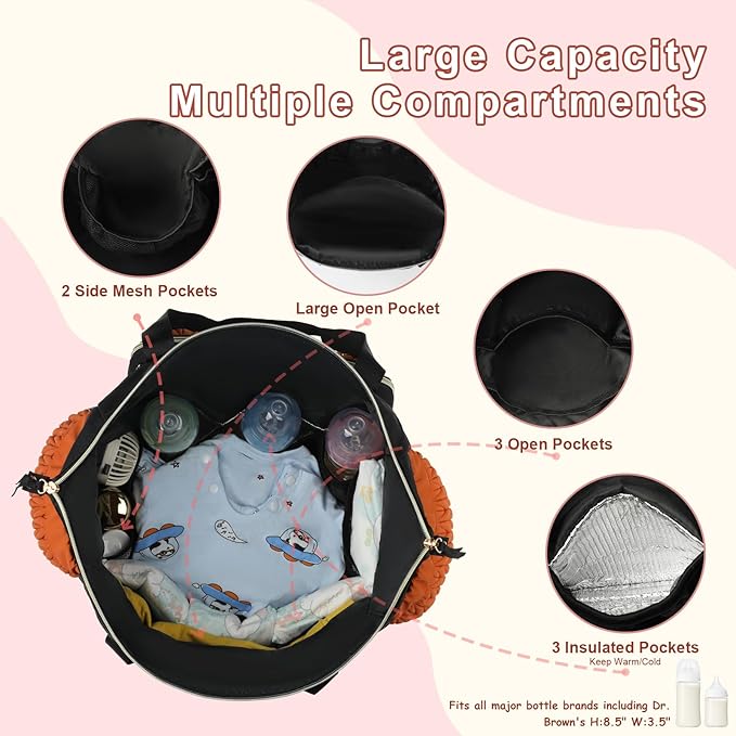 Yorige Diaper Tote Bag for Baby 6pcs, Large Mom Hospital Bags with Changing Pad Pacifier Case for Labor Delivery Boy Girl