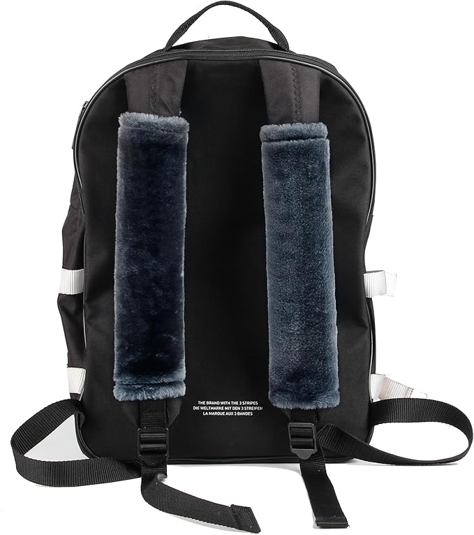 Amooca Soft Faux Fur Universal Fit Seatbelt Cover Car Truck SUV Airplane Seat Belt Shoulder Pad for Carmera Backpack Straps Neck Cushion Protector 2 Pack 10.5in Dark Blue Grey