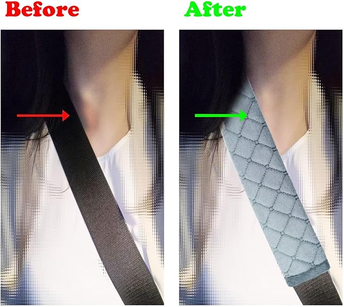 Car Seat Belt Cover Pad, 5 Pack, Seatbelt Covers for Car Accessories, Soft Material, Car Seat Strap Pads, Gray 10.63 inches, Universal Fit for All Vehicles, Comfort for neck shoulders (5-Gray)