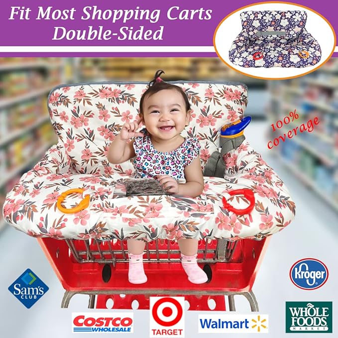 Shopping Cart Cover for Baby and Toddler, Waterproof Grocery Cart and High Chair Cover, Soft Padded Cart Cover for Babies, Universal Fit for Costco, Target and Restaurant High Chairs
