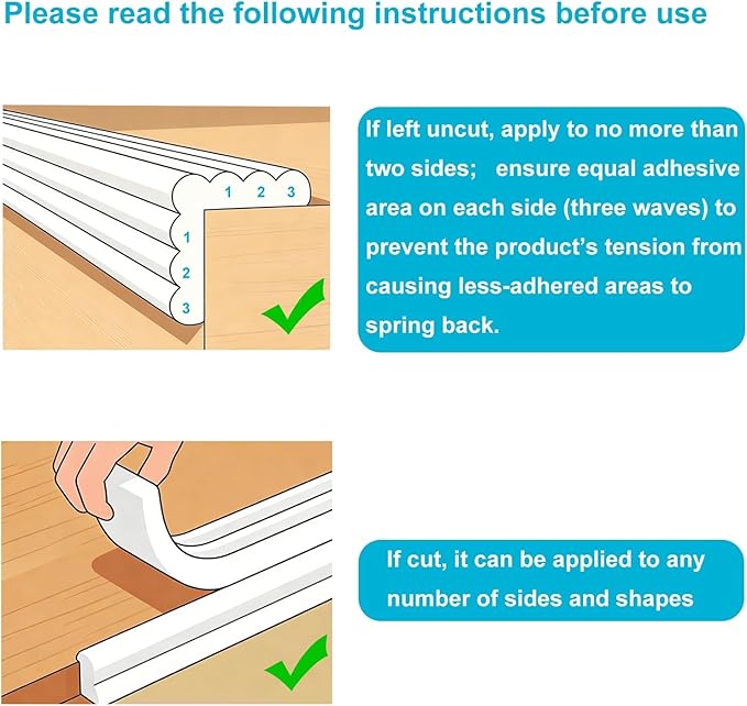 Beige Foam Edge & Corner Protector Tape, 3 Rolls,0.35" Thick x 3.15" Wide x 6.56 FT, Strong Adhesive, Baby Proofing for Table Edge, Crib Edge, Sharp Furniture Edge Protection