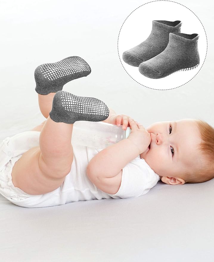 10 Pairs Baby Crawling Anti Slip Knee Pads and Anti Slip Baby Socks Set Unisex Toddler Knee Protectors Non Slip Ankle Socks