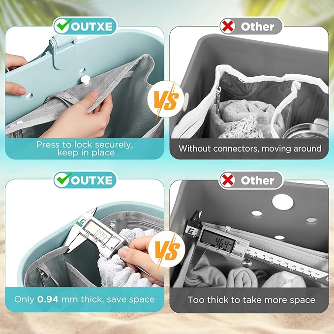 OUTXE Beach Bag Organizer Inserts Compatible with Large Simple Modern Bag Accessories, Lightweight Mesh Insert Divider Pouch for L Simple Modern Bag, Fits Travel, Pool, Boat, Sports