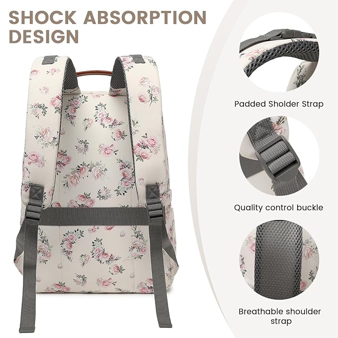 BILLITON MASHI Diaper Bag Backpack, Large Baby Nappy Bags with Portable Changing Pad for Boys and GirlsMultifunction Travel Baby Bag for Moms Dads, Shower Gifts Waterproof and Stylish，Flower Beige