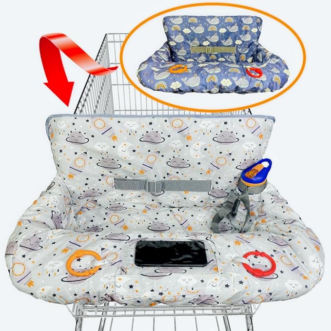 Shopping Cart Cover for Baby and Toddler, Waterproof Grocery Cart and High Chair Cover, Soft Padded Cart Cover for Babies, Universal Fit for Costco, Target and Restaurant High Chairs