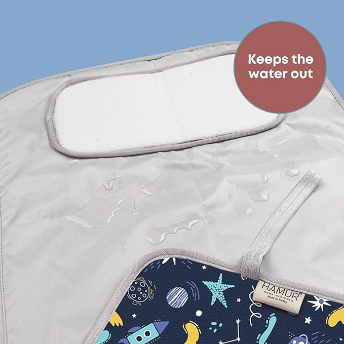 Hamur Home Portable Changing Pad – Waterproof, Washable & Easy Wipe Clean, Foldable Travel Baby Changing Mat for Diaper Bag, Compact & Lightweight, Must-Have for Newborns (Space Pattern)