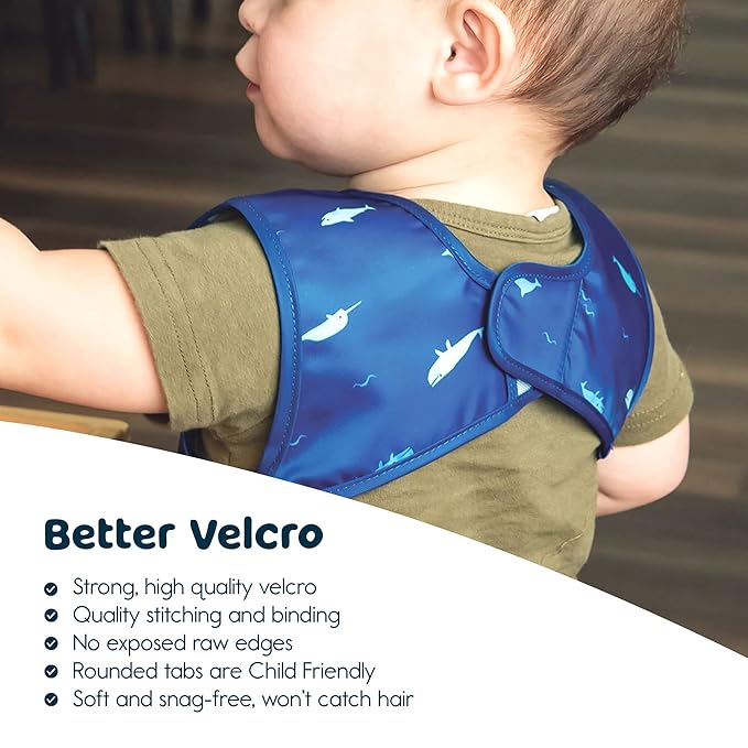 Tiny Twinkle Mess Proof Baby Bib for Boys | Waterproof Toddler Bib for Eating | Baby Apron for Feeding, Machine Washable | Perfect Shower Gift (Ocean Life, 2-4Y)