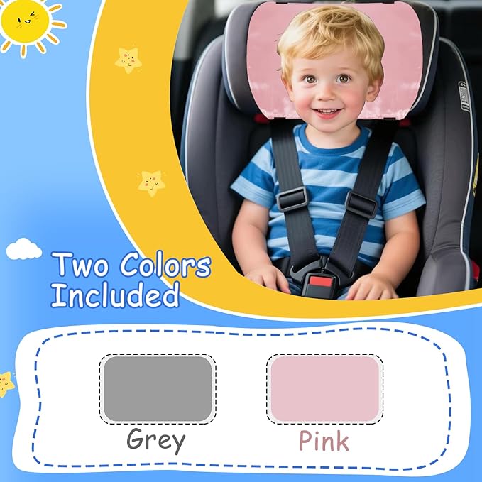 2 Pack Satin Car Seat Headrest Cover for Babies, Soft Silk Feeling Hair Protector for Infant Car Seats & Strollers,Reduce Frizz & Bald Spots (Gray & Pink)
