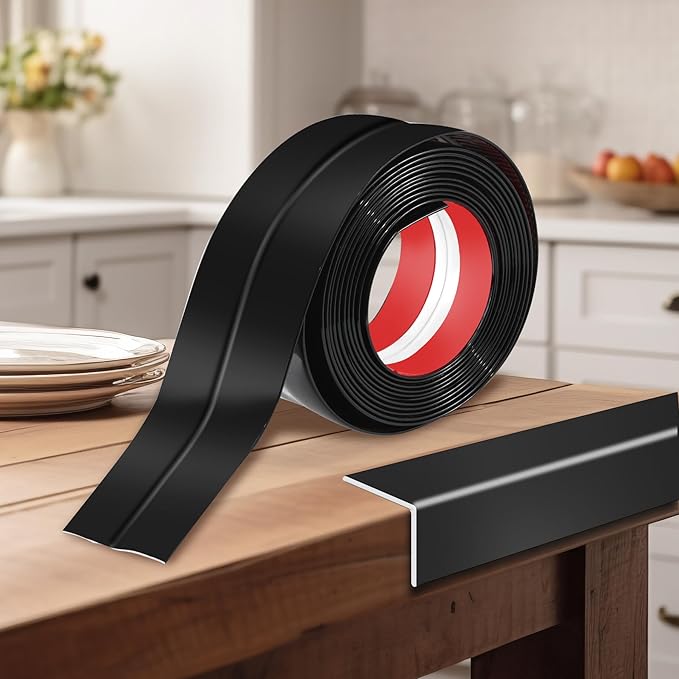 2.4 Inch x 20 Feet Wall Corner Protector Peel and Stick Corner Trim Molding Strip Self Adhesive Wall Edge Protectors Guards for Edge Ceiling, Black