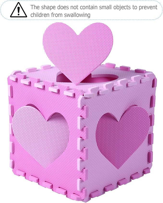 Tamiplay Foam Play Mat for Kids, 25pcs Square Interlocking Puzzle Floor Mat, Baby Toddler Playmat with Fence - Pink Heart