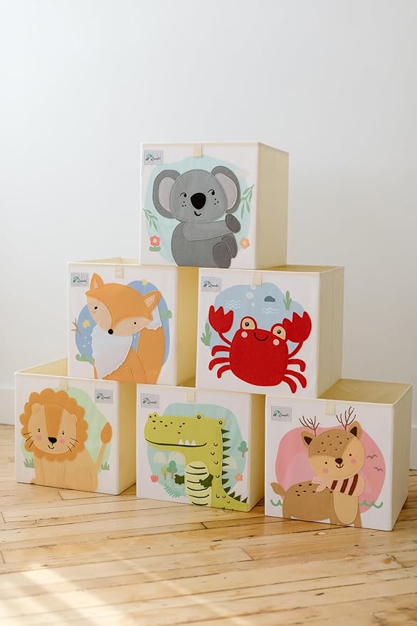 Queebi Fox Storage Cube- Organizer for Nursery, Playroom, Bedroom, Closet. Foldable Box 13x13x13 inches. Children's Toy Box, Diaper Caddy, Clothing Basket, Book Bin, Baby Essentials & Kids Gift