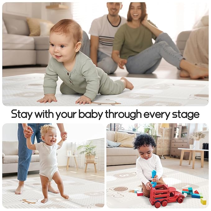 Mloong Baby Playmat, 71x59inch Play Mat for Floor, Large Playmat for Babies and Toddlers,Indoor Kids Carlwing Mat,Outdoor Baby Activity Playing Mat