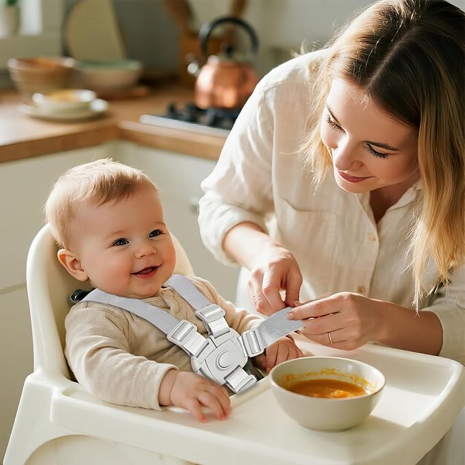 High Chair Replacement Straps Compatible with Ingenuity, Jeep, Evenflo, Baby Trend, IKEA, Skip Hop eon, Peg Perego Highchairs Accessories, for Most 5 & 3 Point High Chairs, Adjustable High Chair Belt