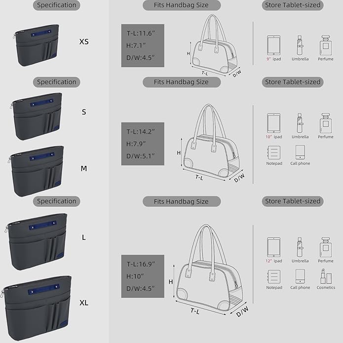 VANCORE Purse Organizer Insert for Handbags,Tote Bag Organizer Insert with Zipper Bag,Premium Handbag Organizer Inside Liner for Women