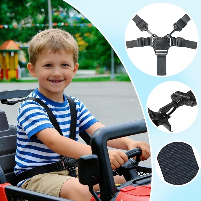Portable Adjustable Seat Belt for Kids Ride on Power Wheels Toy Car,Baby Stroller Straps Harness Compatible with Wooden High Chair& Toddler Golf Cart (5P)