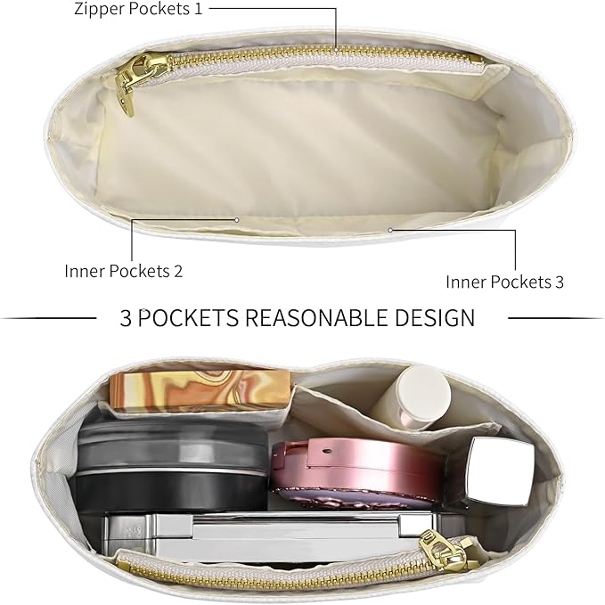 LOUKAYCCI Upgraded Dupont Paper Mini Organizer Insert for Longchamp XS Bag wihte Zipper Purse Insert（Dupont Paper,Withe）