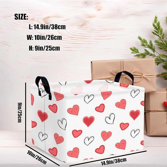 ASKETAM Valentine's Day Basket for Gifts Empty Cute Heart Large Gift Basket Decorative Storage Bin for Kid and Baby Room Décor (Cartoon Smiley Face Heart)