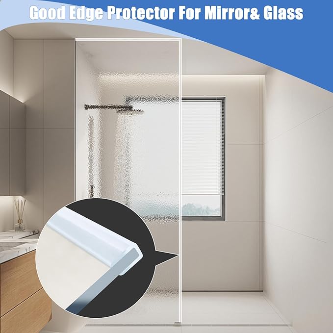 Clear Rubber Edge Trim, Self-Adhesive Clear Silicone Edge Trim, Edge Protector for Sheet Metal, Glasses or Flexi Glasses, Silicone Rubber Material, White Color, Fit 1/4"(6.4mm), U Channel Edge Guard