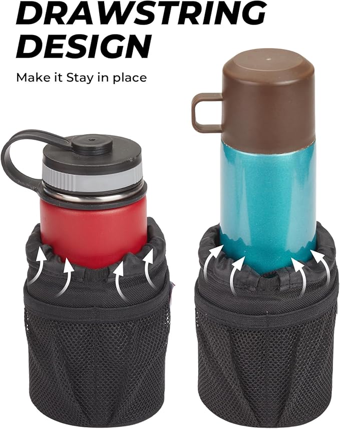 KEMIMOTO Motorcycle Cup Holder, Oxford Fabric Motorcycle Drink Holder with 0.6"-1.5" Alligator Clamp, Universal Water Bottle Cup Accessories for Bike, ATV/UTV, Scooter, Boat, Walker, Black