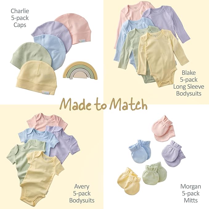 Butterblu Bailey 5-Pack Burp Cloths 100% Organic Cotton Knit for Newborn & Baby Boys & Girls, Haze, One Size