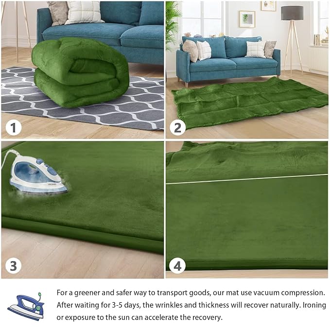 Baby Play Mat for Floor Nursery Muscle Mat Area Rug Playroom Rug 50"x50" Memory Foam 1.3" Thick Crawling Mat for Babies,Toddlers, Infants,Kids (Moss Green)