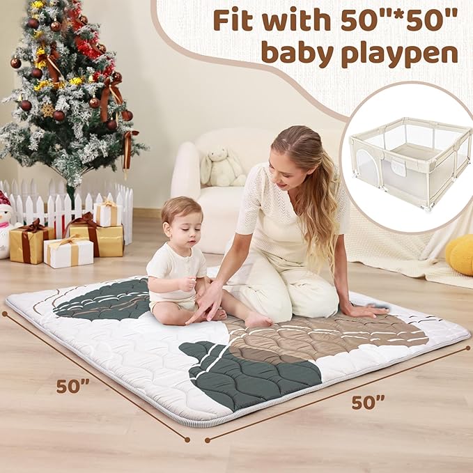 Beavtaens Baby Play Mat, 50x50 Playpen Mat, Thick Soft Foam Playmats for Baby, Foldable and Washable Baby Crawling Mat for Floor(Scandinavia)