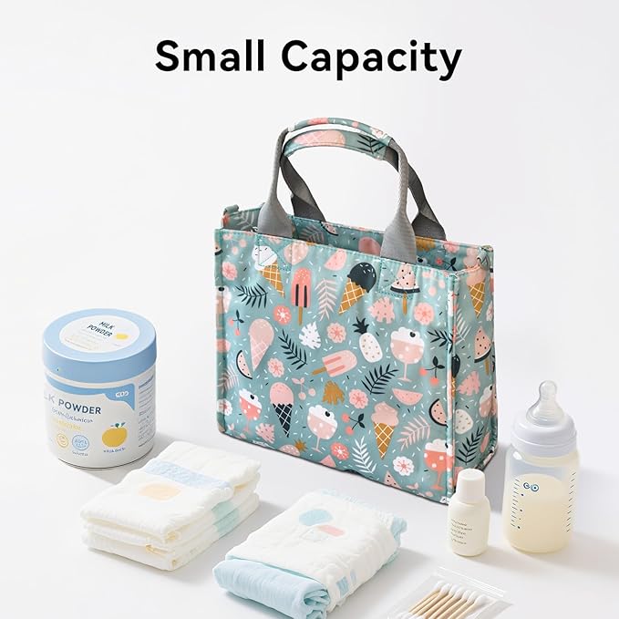 PHEBEN Small Diaper Bag Tote Waterproof Travel Mini Diaper Bag Multi-Function Baby Handbag Crossbody Purse(Cartoon Dessert)