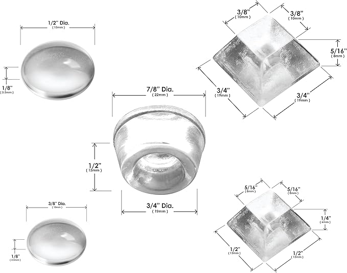 Slipstick Premium Adhesive Clear Bumper Pads 48 Piece Variety Pack, Round and Square Rubber Feet for Electronics, Cutting Boards, Cabinet Stoppers, Drawers, Furniture, Noise Damper Surface Protectors