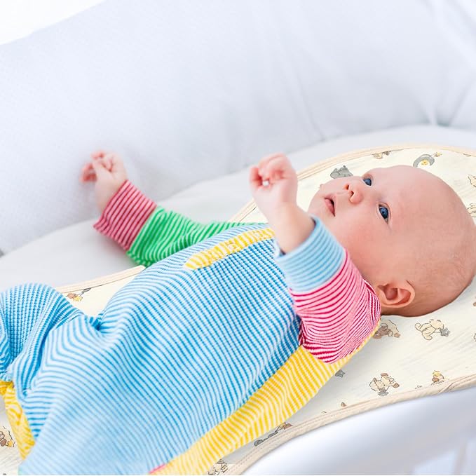 Hahafelt 3 Pcs Changing Pad Liners Fits in Peanut Shape Changing Pad Waterproof Diaper Mats Organic Cotton Peanut Mats are Warm on a Baby's Back, Washable Reusable(Bright Style,Green)