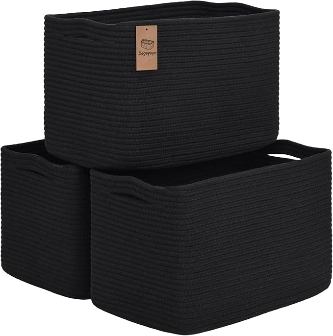 Degeyoyo Woven Storage Baskets, Baskets for Organizing, 3 Pack Woven Basket for Storage, Storage Baskets for Shelf, Towel, Toy, Book, Closet, Baby 15"×10"×9"