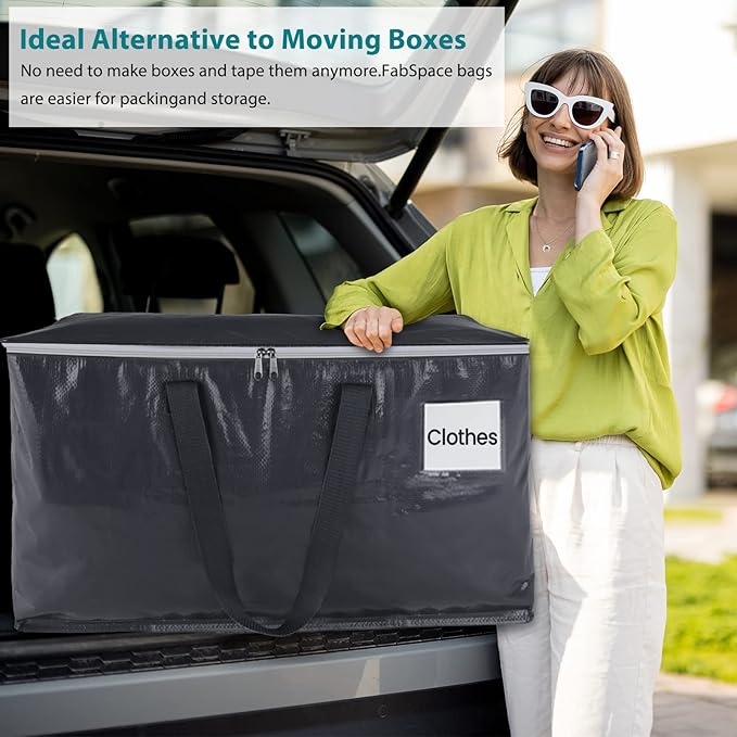 Moving Bags Heavy Duty with Strong Zippers and Handles Collapsible Moving Supplies, Storage Totes for Packing & Moving Storing 125L 4Pack