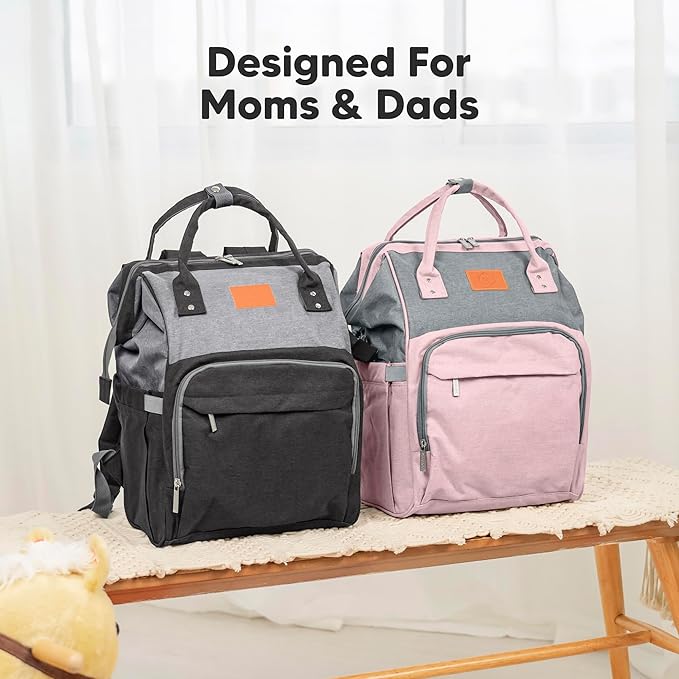KeaBabies Baby Diaper Bag Backpack - Large Baby Bag for Boys, Girls, Waterproof Multi Function Travel Diaper Backpack with Changing Pad, Durable Travel Essentials for Moms and Dads (Graphite)