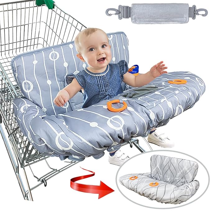 Shopping Cart Cover for Baby and Toddler, Waterproof Grocery Cart and High Chair Cover, Soft Padded Cart Cover for Babies, Universal Fit for Costco, Target and Restaurant High Chairs