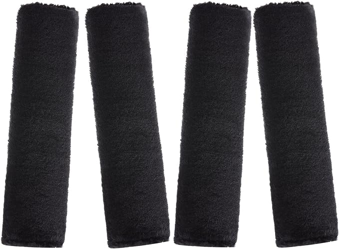 Boao 4 Pack Faux Sheepskin Car Seat Belt Pads Seatbelt Protector Soft Seat Belt Shoulder Strap Cover Comfort Harness Pad(Black, 9.9 Inch)