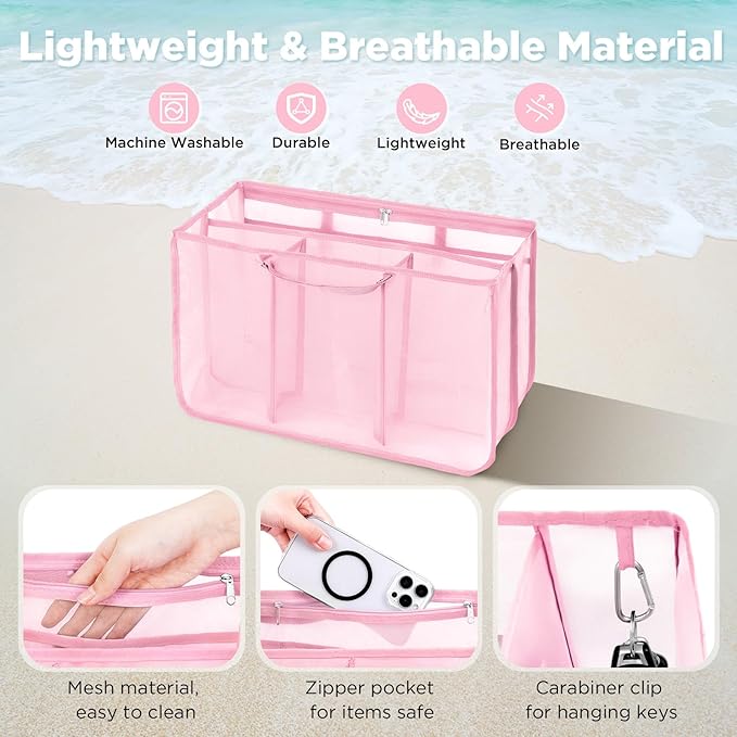OUTXE Beach Bag Organizer Compatible with Baby Bogg Bag Accessories Inserts, Lightweight Mesh Insert Divider Pouch for Small Bogg Bags, Beach Tote Bags Insert for Organizing