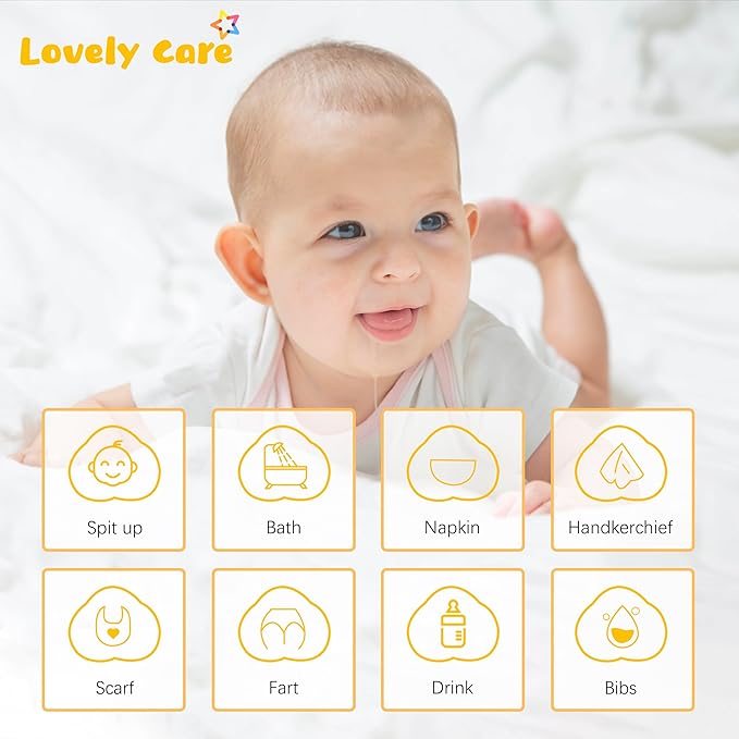 Lovely Care 12 Pack Muslin Burp Cloths 100% Cotton Muslin Cloths Large 20''x10'' Extra Soft and Absorbent Baby Burping Cloth - Pink