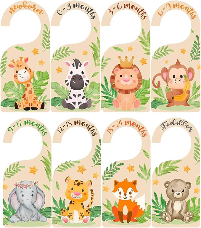 Baby Clothes Divider Wooden for Kid Closet - 8 Baby Closet Dividers Size Label for Boy & Girl, Baby Clothes Organizer Dividers - Cute Nursery Decor