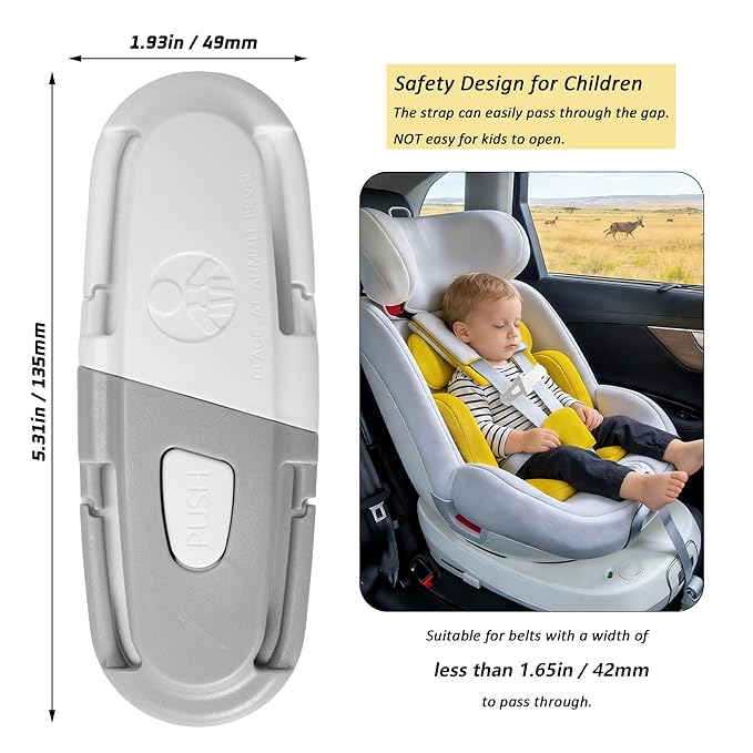 Universal Car Seat Chest Clip, Adjustable Harness Positioning Clip for Stroller and Booster Seat, Anti-Slip Shoulder Straps Holder Accessory for Parents (1 Pack, Grey&White)