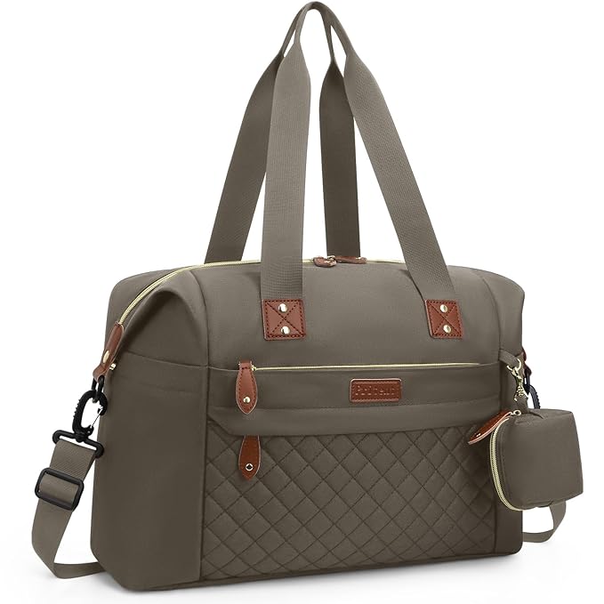 Pritent Diaper Bag Tote, Diaper Baby Bags with Pacifier Case, Shoulder Straps, Stroller Clips, Waterproof Large Mommy Maternity Travel Baby Bag for Mom and Dad, khaki, Medium